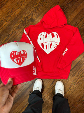 Kids Red Build Love Hoodie