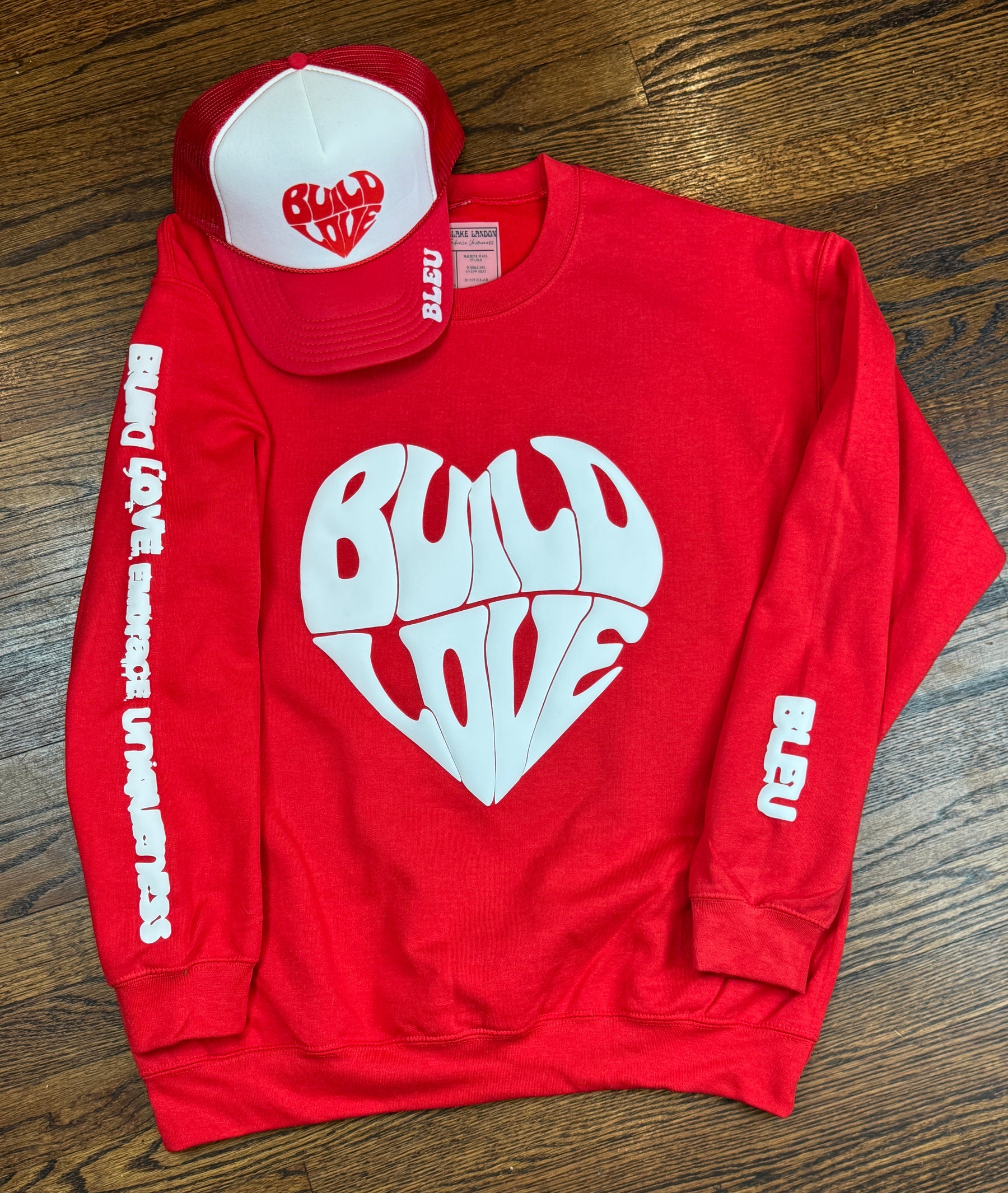 Red Build Love Crew Neck