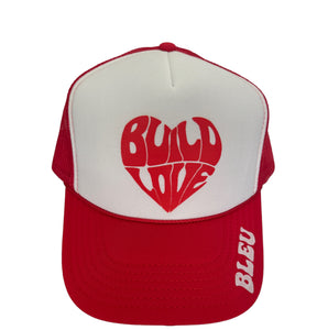 Red and White Build Love Trucker SnapBack