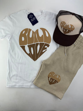 White and Brown Build Love Heart Tee